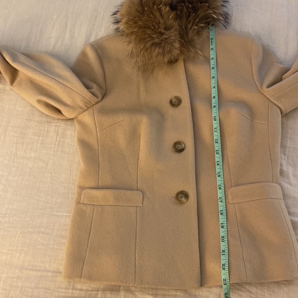 Ann Taylor Wool Camel Coat Fur Collar - Picture 7 of 9